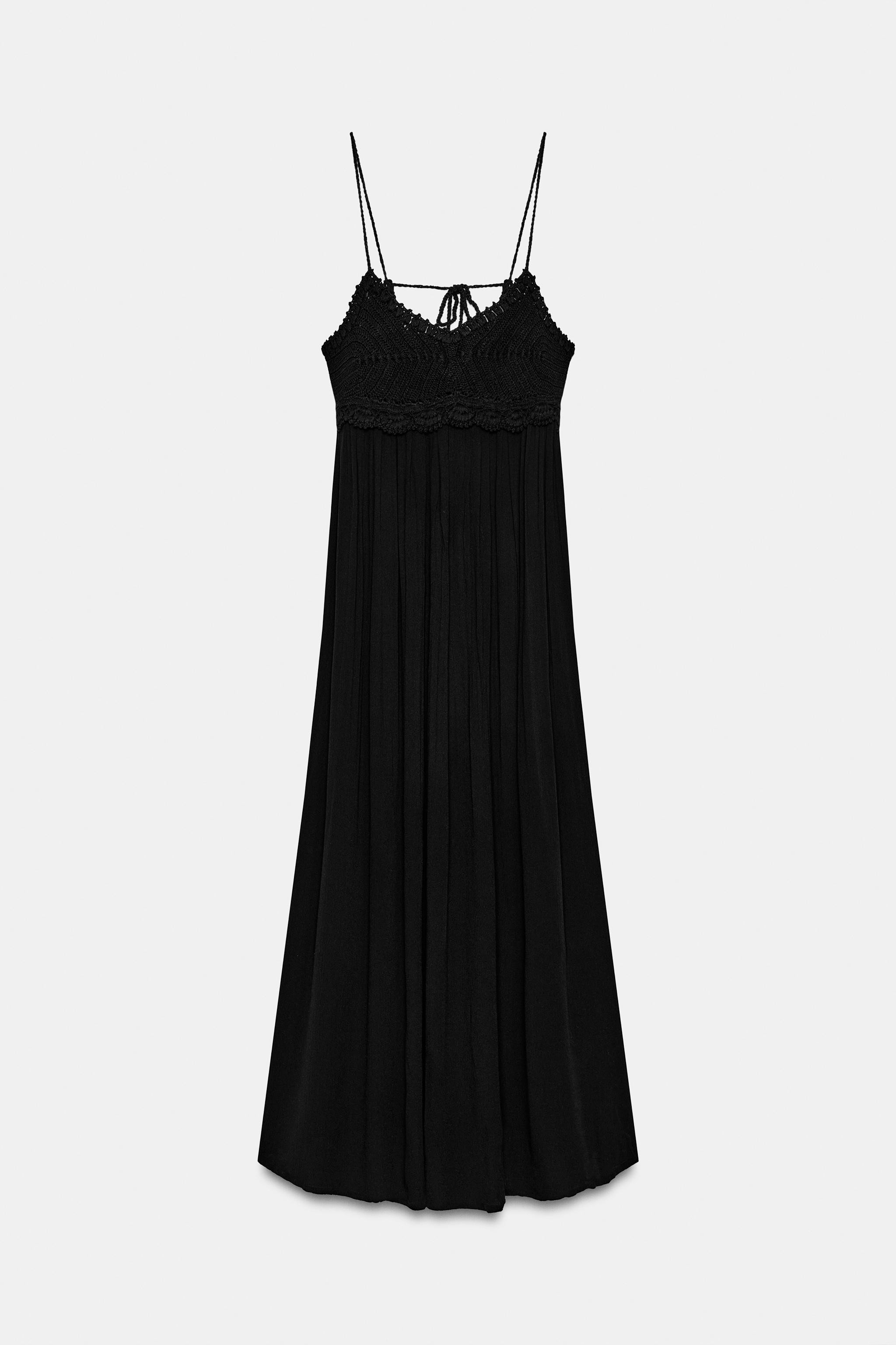 LONG COMBINATION CROCHET KNIT DRESS | Zara US