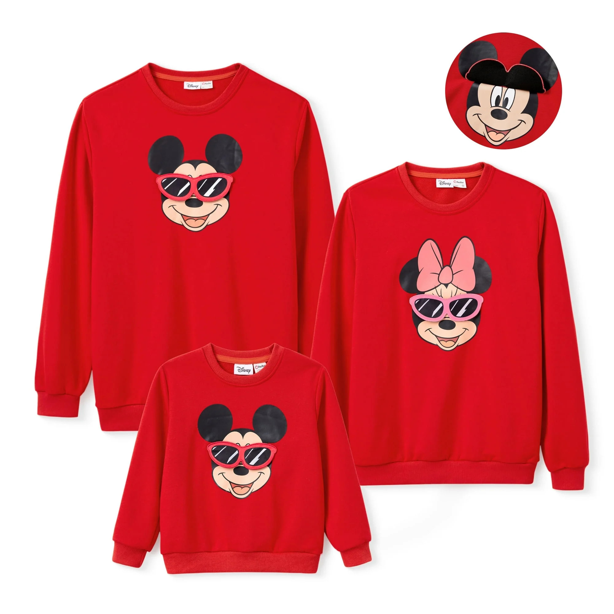Disney Mickey Mouse Kids Sweatshirts Family Matching Sets 3D Sunglass Applique Red Ugly Sweatshir... | Walmart (US)