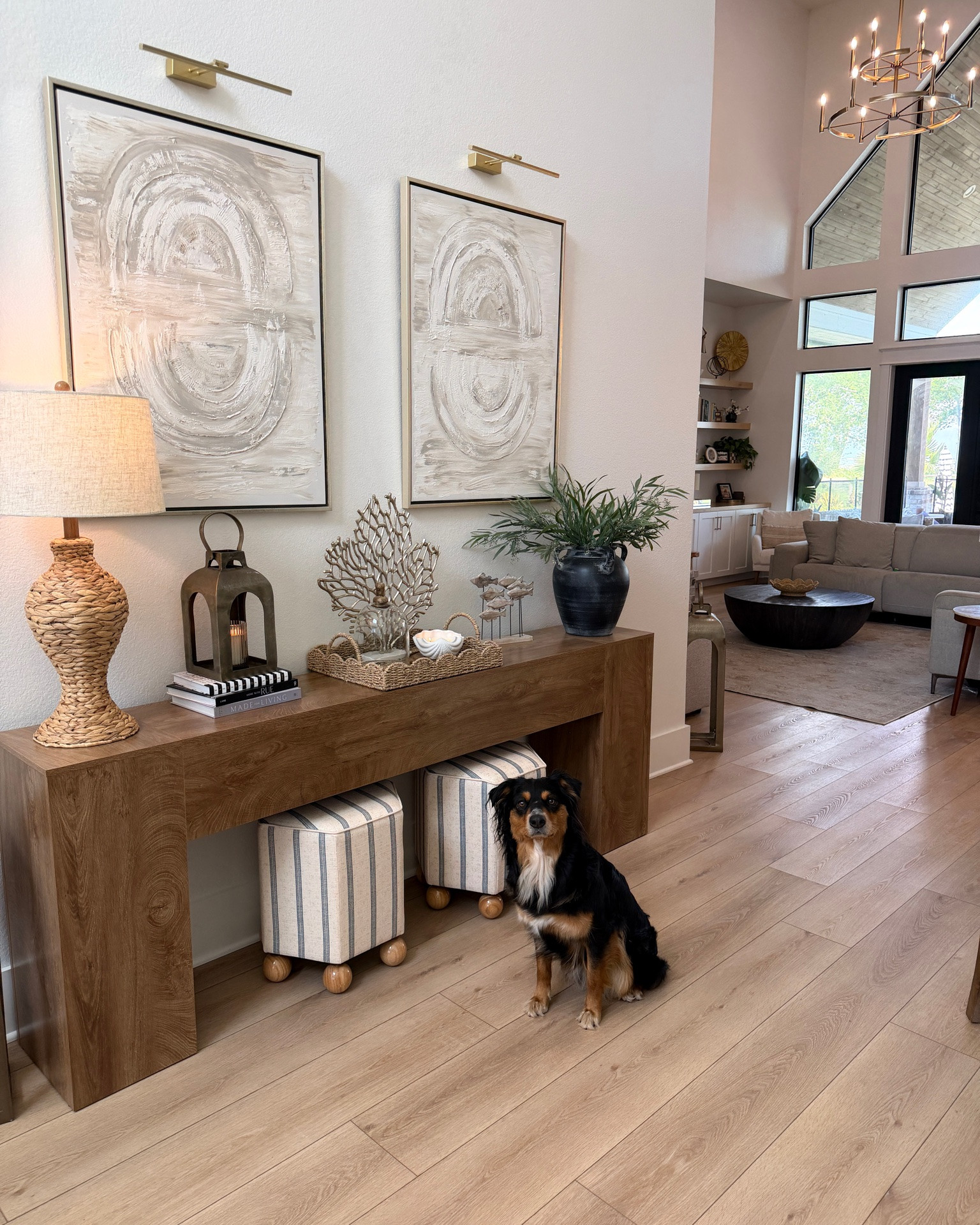 Our updated affordable entryway! This console table is HUGE and the biggest I could find for the best price. Also linked are coastal decor pieces. If you don’t see it linked here it’s probably old. The wall decor I made myself.

#LTKHome