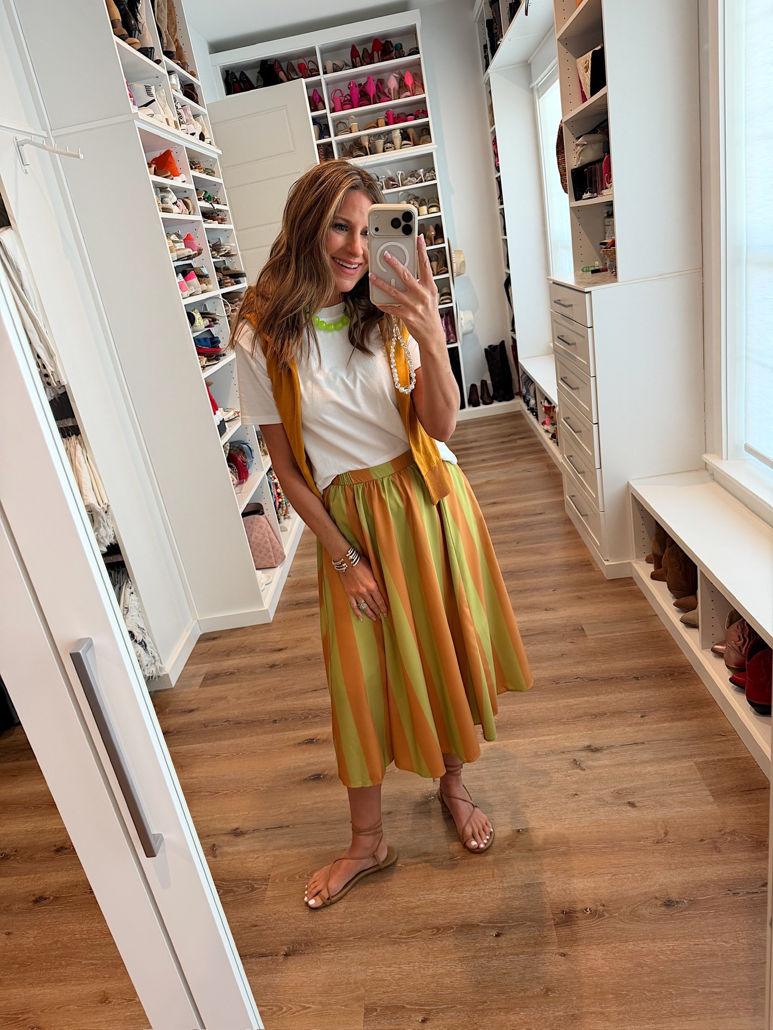 In a small top, small skirt, small cardigan, sandals, necklace and accessories- fits tts.

#LTKootd #LTKgrwm #LTKSeasonal