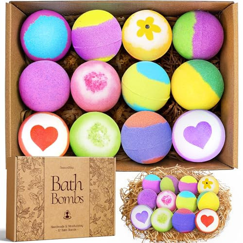 SeasonBliss Bath Bombs for Women, 12 Pack Handmade Bubble Shower Bombs Set, Bath Bomb with Shea Butter & Individually Wrapped, Amazing Present for Her/Him, Wife, Girlfriend, Mother | Amazon (US)