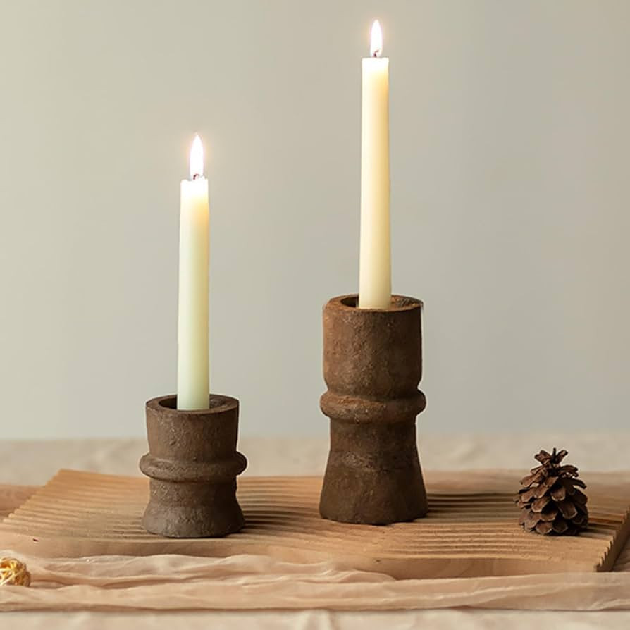 Romadedi Candlestick Holders Boho Decor: Taper Candle Holders Paper Mache for Living Room Modern ... | Amazon (US)