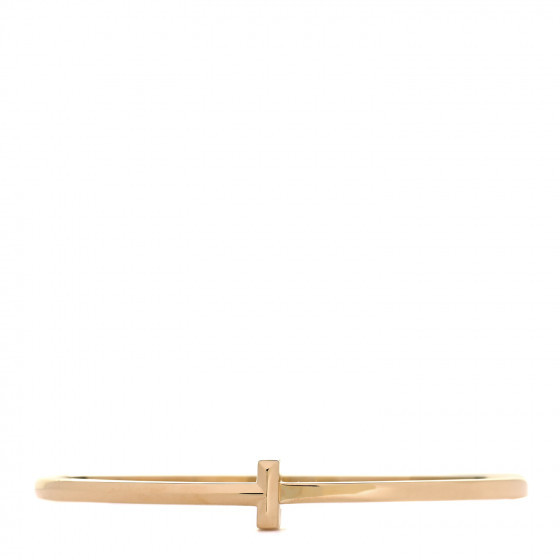 TIFFANY 18K Rose Gold Narrow T1 Hinged Bangle Bracelet | Fashionphile