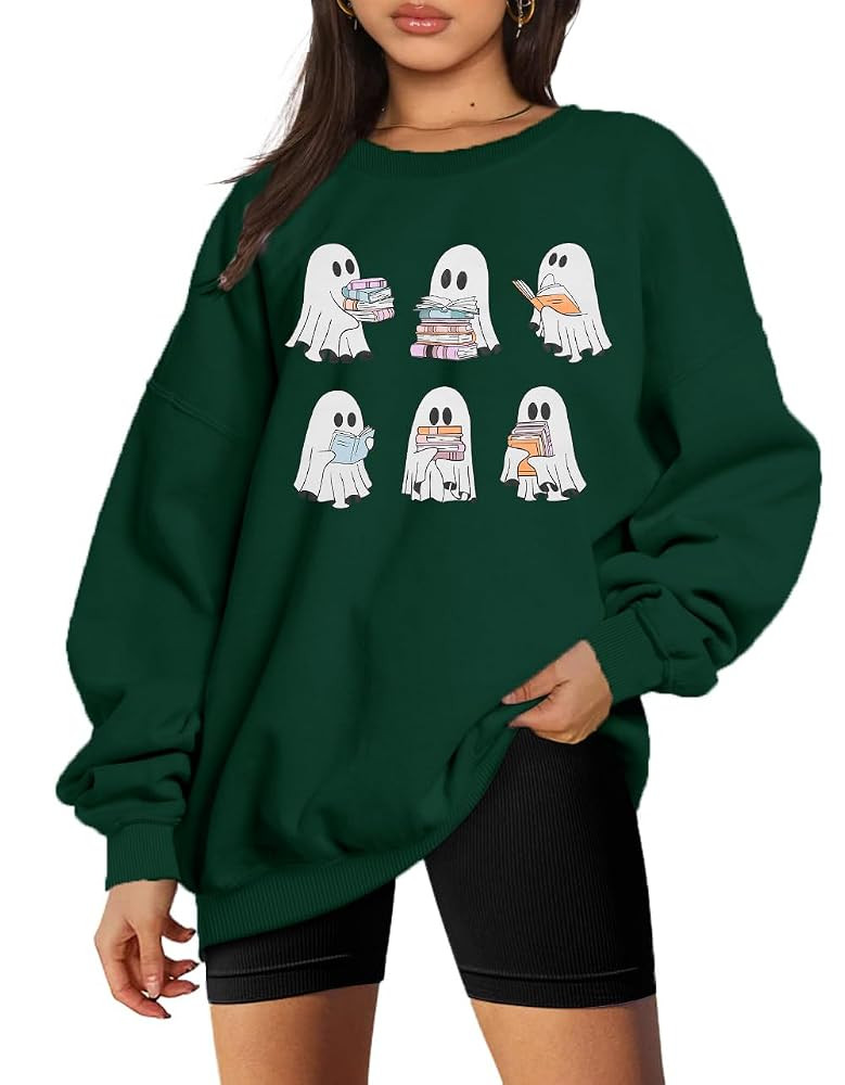 UNIQUEONE Halloween Sweatshirts for Women Ghost Reading Books Sweater Cute Spooky Bookish Shirt F... | Amazon (US)