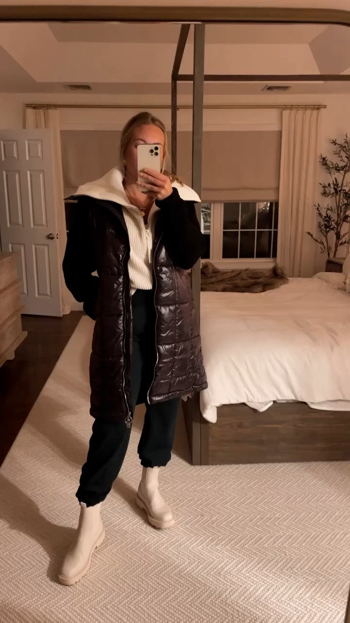 Varley puffer & knit with Abercrombie joggers and Sam Edelman laguna boots - on major sale! 

#LTKsalealert #LTKCyberweek #LTKunder100