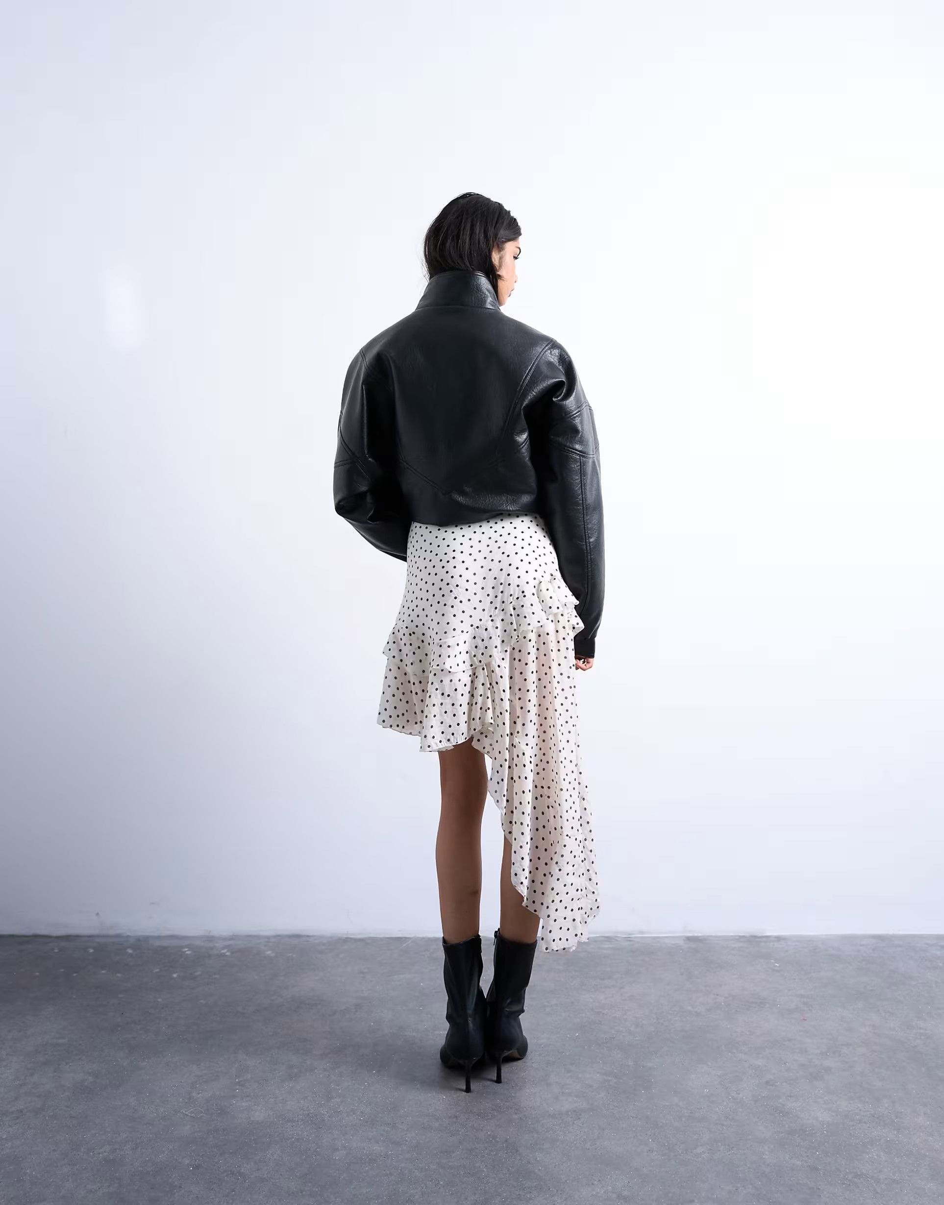 Topshop frill detail midi skirt in spot print | ASOS (Global)