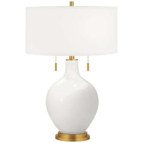 Winter White Toby Brass Accents Table Lamp | LampsPlus.com