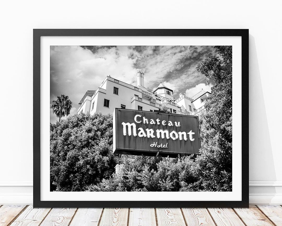Chateau Marmont Black and White Print Iconic Los Angeles Wall - Etsy | Etsy (US)