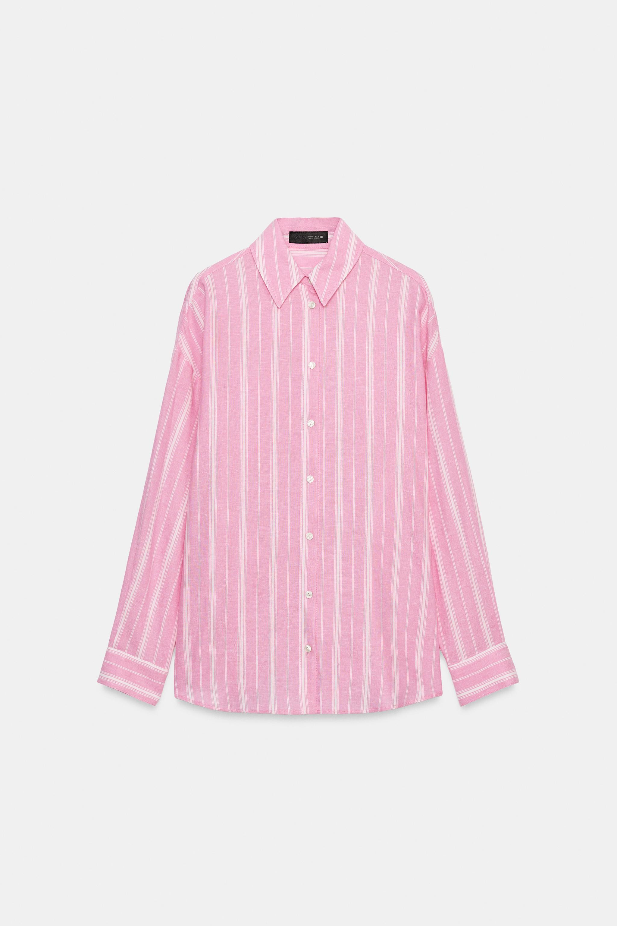 OVERSIZE STRIPED LINEN BLEND SHIRT | Zara US