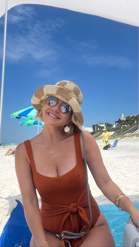 One of my favorite beach looks! The best hat & sunnies to keep the sun out of your face! 

#LTKSeasonal #LTKswim #LTKFind