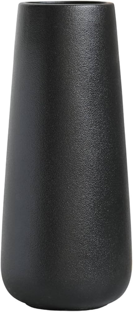 11 Inch Tall Matt Black Ceramic Vase for Flowers & Pampas Grass, Classic Rustic Style Decorative ... | Amazon (US)