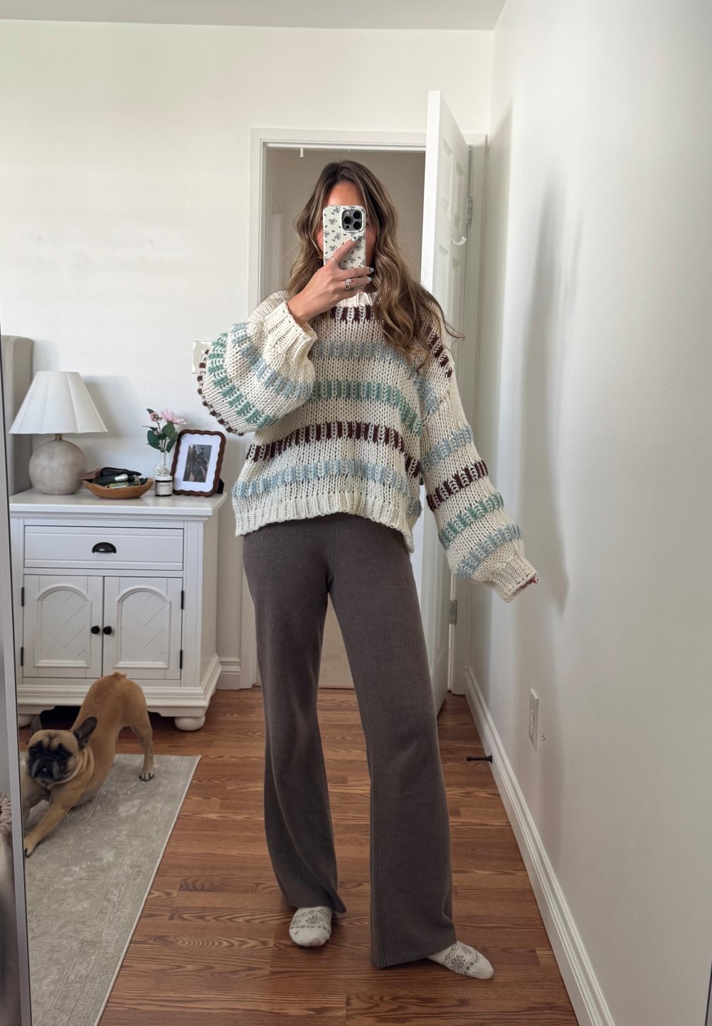 Wearing a small in both sweater and knit pants!! Both are sooo soft! code ALI for the sweater 🩵 

#LTKStyleTip #LTKFindsUnder100 #LTKHoliday