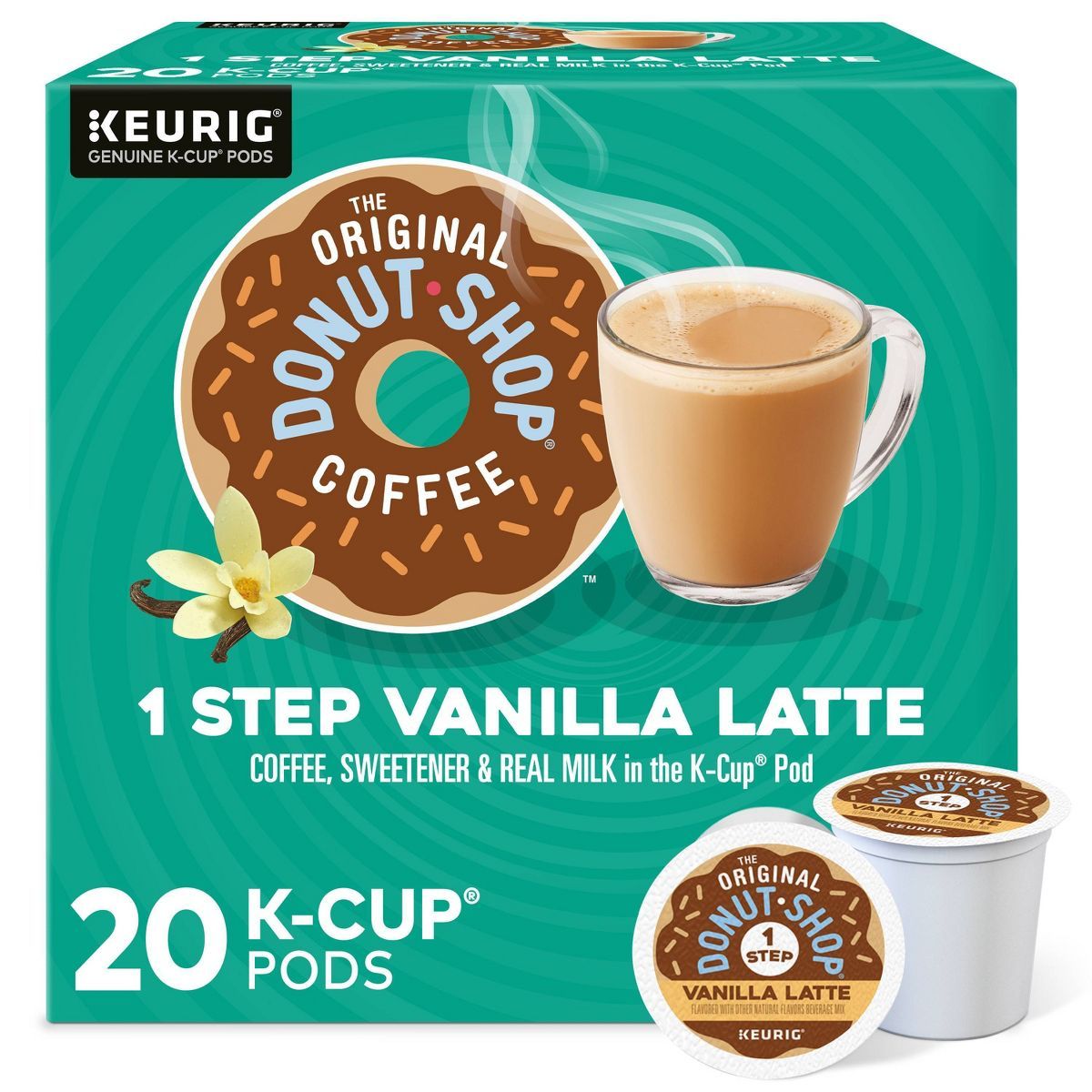 The Original Donut Shop One Step Latte Vanilla Dark Roast- Keurig K-Cup Coffee Pods - 20ct | Target