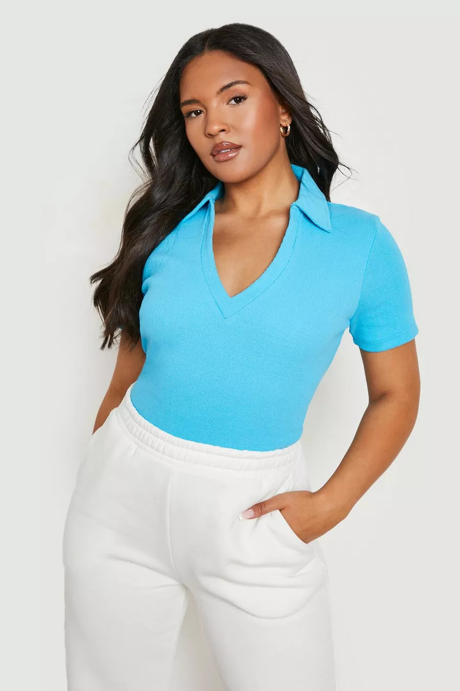 Plus Thick Rib Polo Bodysuit | Boohoo.com (US & CA)