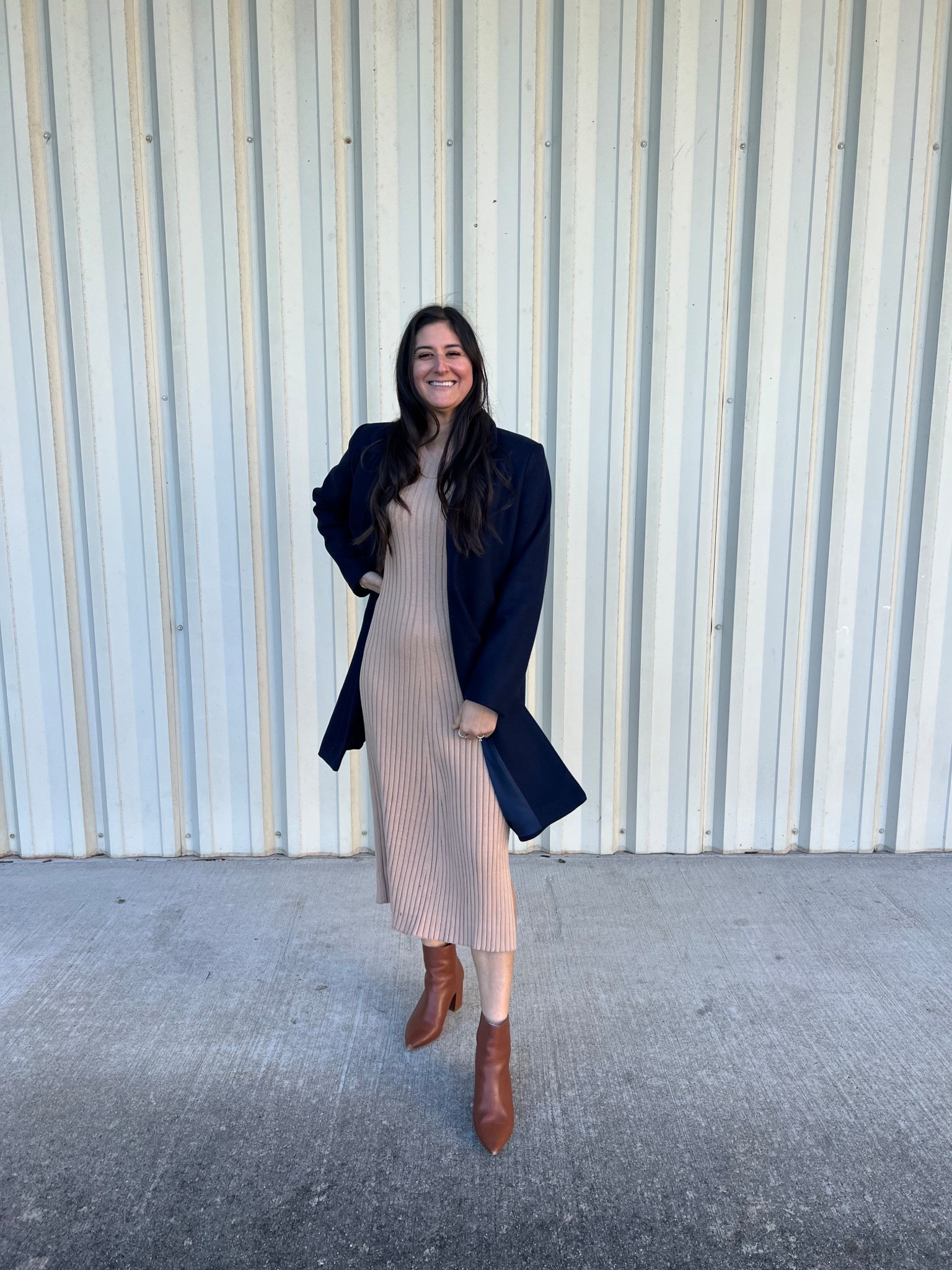 Winter outfit. Sweater dress and pea coat for church. 

#LTKootd #LTKFindsUnder100 #LTKSeasonal