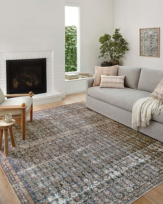 Amber Lewis x Loloi Billie Collection BIL-02 Ocean / Brick, Traditional 7'-6" x 9'-6" Area Rug | Amazon (US)