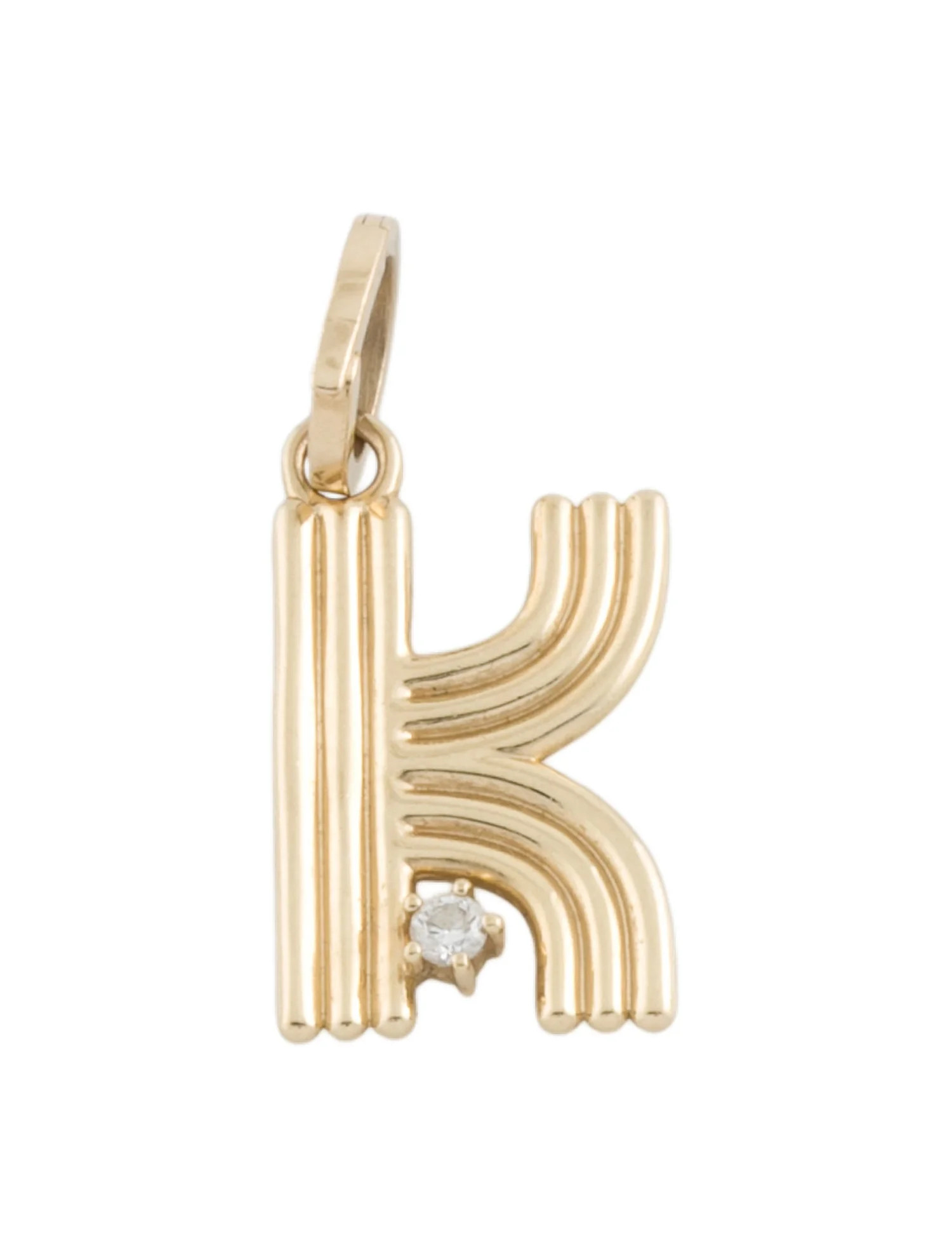 14K Diamond Groovy 'K' Hinged Charm | The RealReal