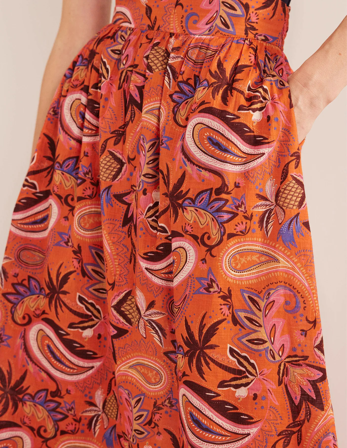 TIERED COTTON MAXI SKIRT - Coral, Paradise Paisley | Boden (US)