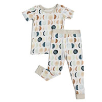 Luna Neutral Two-Piece Short Sleeve Bamboo Viscose Pajama Set | Little Sleepies