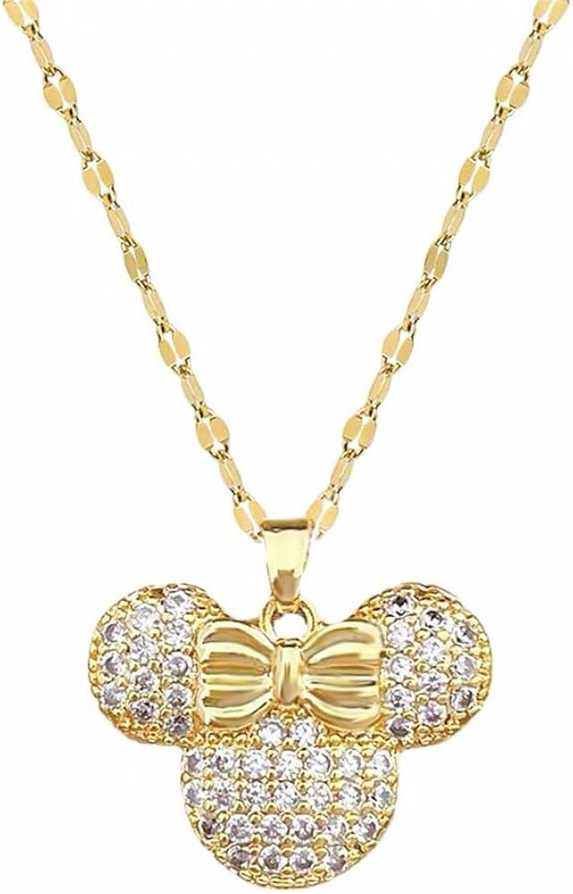 Dainty CZ Lady Mouse Pendant Necklace for Women Teen Girls Surgical Stainless Steel Hypoallergeni... | Amazon (US)