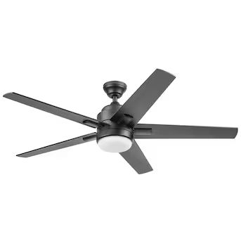 Harbor Breeze  Flanagan 52-in Matte Black Indoor Ceiling Fan with Light Wall-mounted Remote (5-B... | Lowe's
