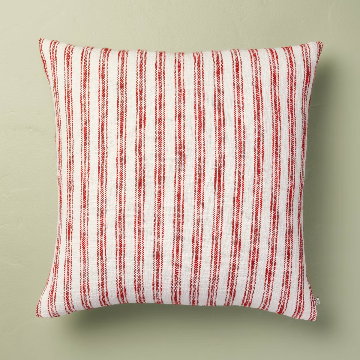 24"x24" Ticking Stripe Square Throw Pillow Red/Cream - Hearth & Hand™ with Magnolia | Target