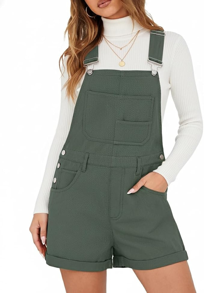 Lepunuo Rompers for Women Denim Overalls Summer Adjustable Casual Loose Fit Bib Jeans Short Jumps... | Amazon (US)