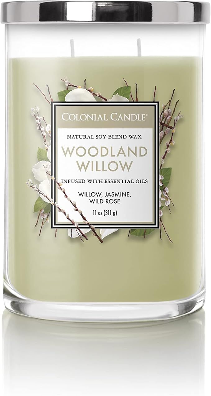 Colonial Candle Woodland Willow Scented Jar Candle, Classic Cylinders Collection, 2 Wick, Green, ... | Amazon (US)