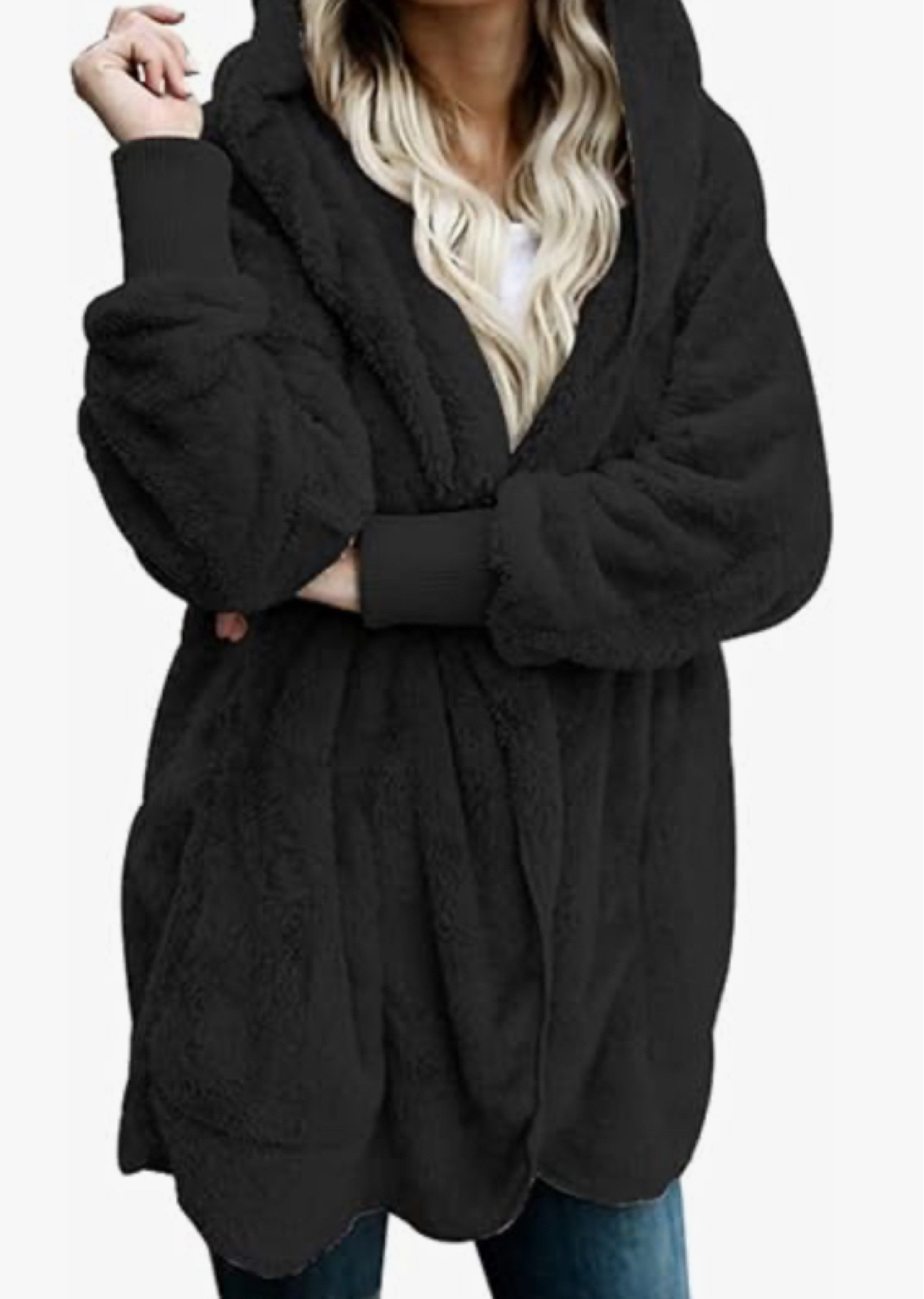 Womens 2023 Winter Long Sleeve Solid Fuzzy Fleece Open Front Hooded Cardigans 

#LTKGiftGuide #LTKsalealert #LTKCyberWeek