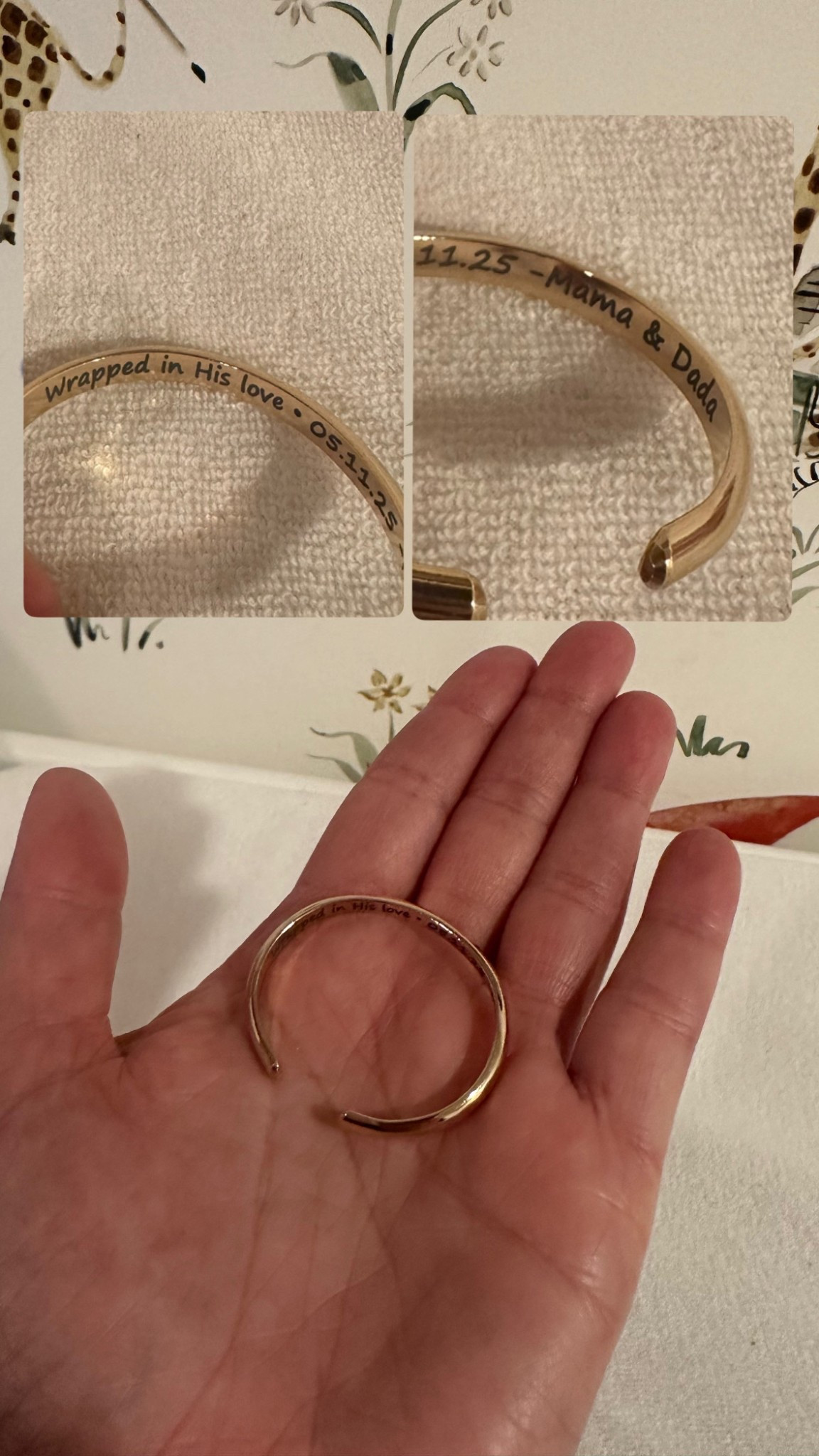 Got Molly a gold cuff engraved with “Wrapped in His love” and the date of her  baptism. So sweet and tiny ! 🥹

 baptism gift idea , baby girl baptism, Christening gifts, baby baptism  

#LTKBaby #LTKGiftGuide #LTKKids