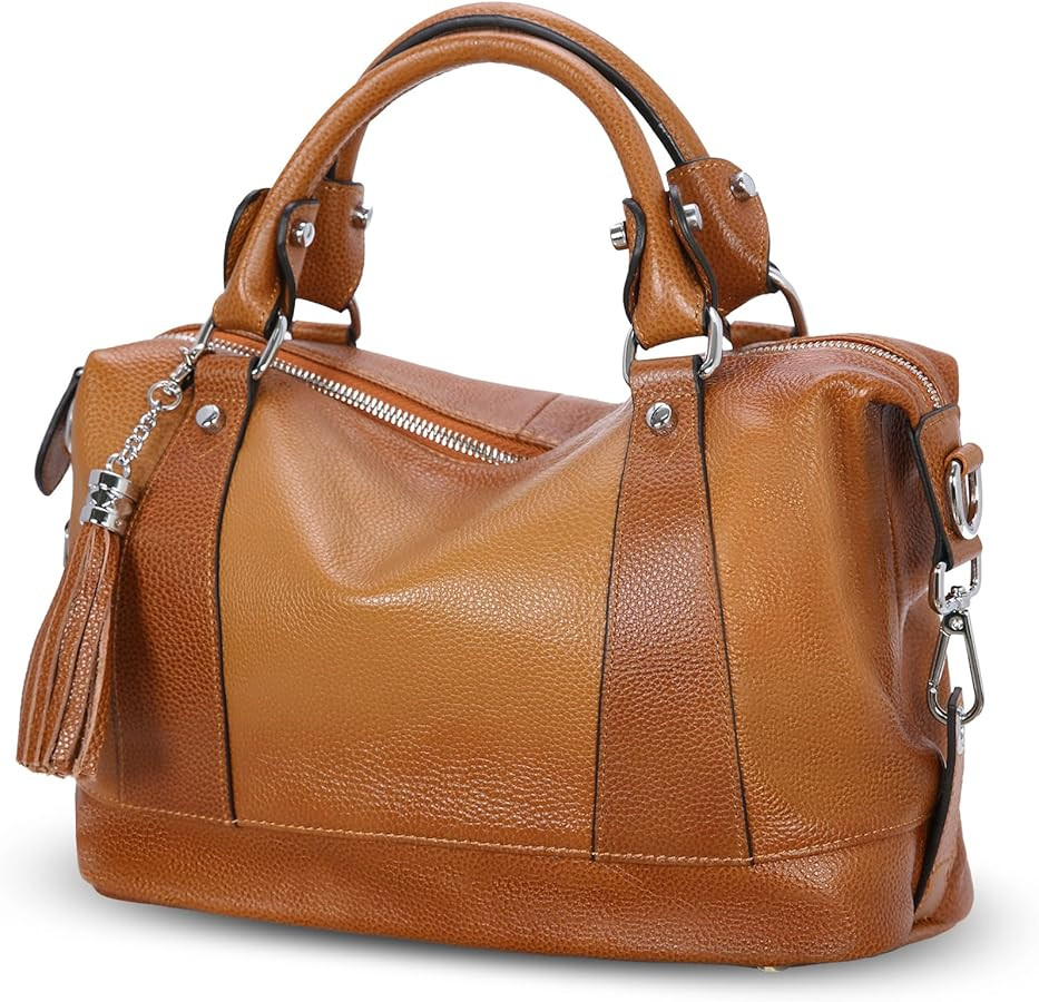 HESHE Womens Genuine Leather Purse Satchel Tote Bags Ladies Real Leather Bags Crossbody Handbags | Amazon (US)