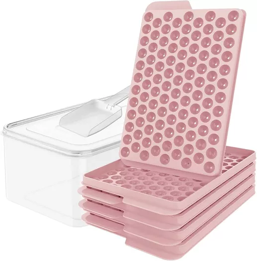 Ice Cube Trays for Freezer, 64 Nuggets Ice Cubes Pink Molds