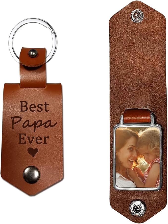 Leather Keychain-Dad Gifts-Best Papa Ever-Daddy Gifts from Daughter Son-Personalized Present for ... | Amazon (US)