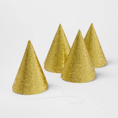10ct 5" Glittered Party Hats Gold - Spritz™ | Target