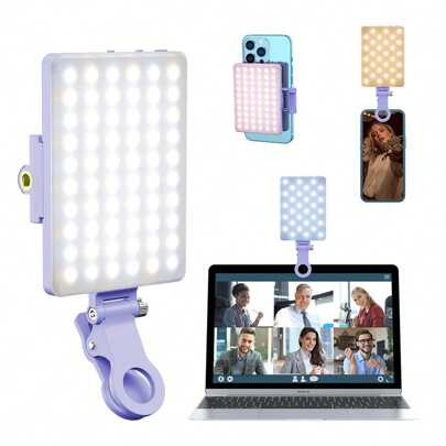 Purple Selfie Light Selfie Light For Phone, Laptop, Rechargeable Clip On Light Portable Selfie Fill Light LED Light Tablets Camera Photography Video, | SHEIN