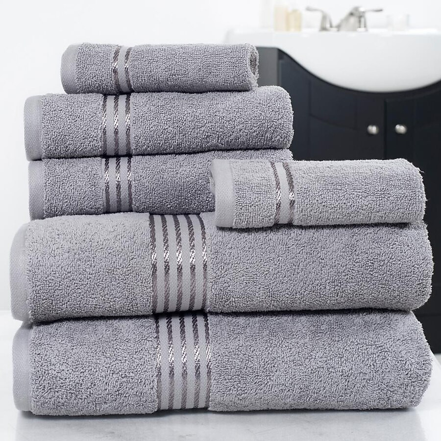 Hastings Home 6-Piece Silver Cotton Bath Towel Set (Bath Towels) | Lowe's