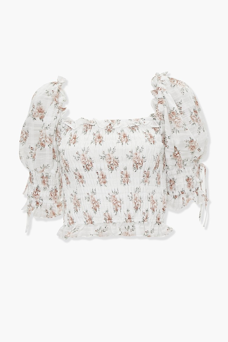 Smocked Floral Print Crop Top | Forever 21 (US)