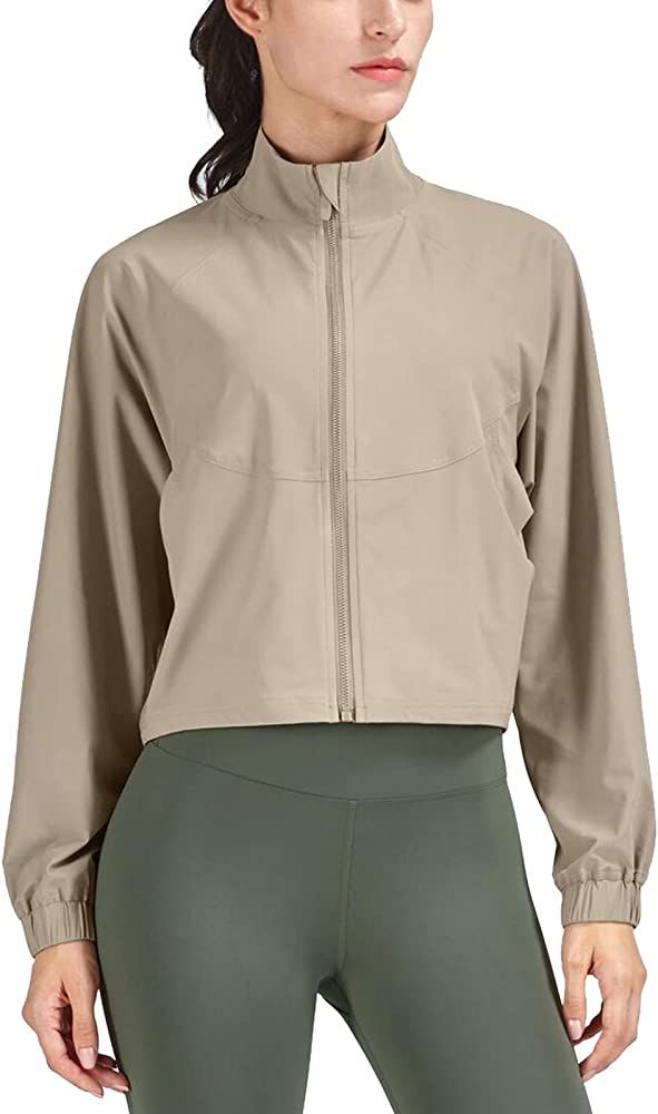 altiland Women's Athletic Running Yoga Gym Track Zip Up Cropped Jackets UPF 50+ Sun Protection Long  | Amazon (US)