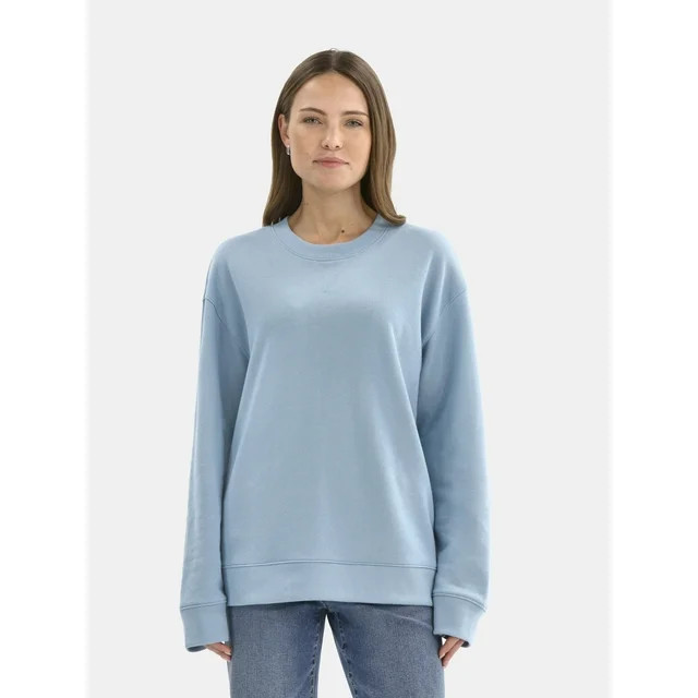 Time and Tru Women's and Women's Plus Crewneck Sweatshirt with Long Sleeves, Sizes XS-4X | Walmart (US)