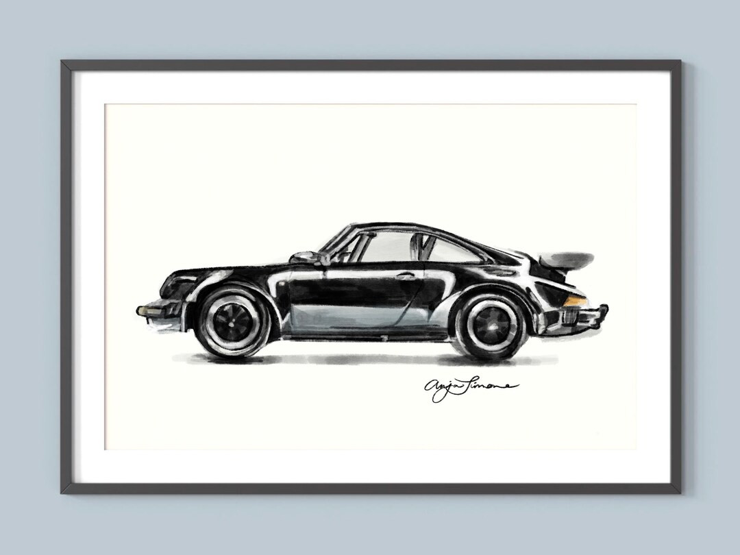 Vintage Car Wall Art, Porsche Sports Car Illustration, Gift for Boyfriend Dad, Automotive Printab... | Etsy (US)
