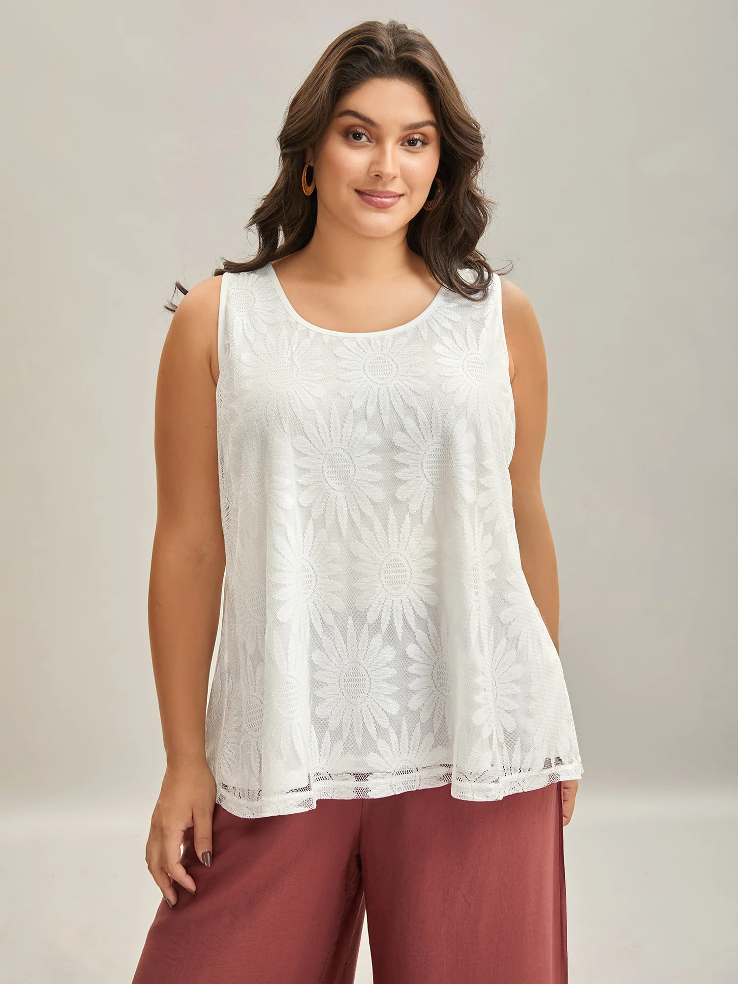 Lace Lined Flowy Tank Top | Bloomchic