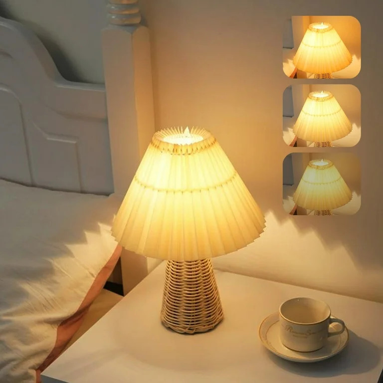 RKZDSR Dimmable Table Lamp with Umbellate Flaxen Fabric Shade for Bedroom, Living Room, Office, o... | Walmart (US)