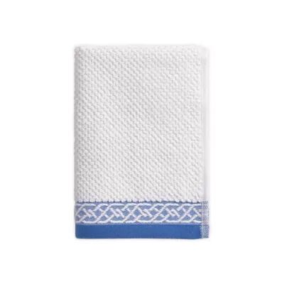 Style Lounge Geo Stripe Fingertip Towel in Blue/White | Bed Bath & Beyond | Bed Bath & Beyond