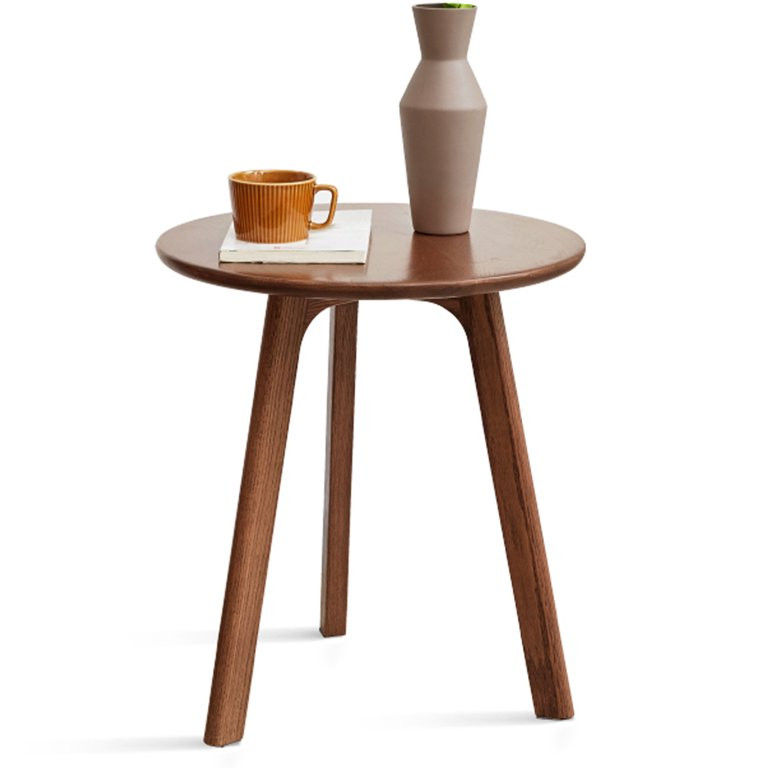 Side Table, Round Coffee Table Oak End Table w/Solid Wood Legs, Bedside Accent Table for Living R... | Walmart (US)