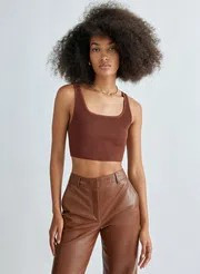 Sculpt Knit Squareneck Cropped Tank - chocolate opal | THE YES