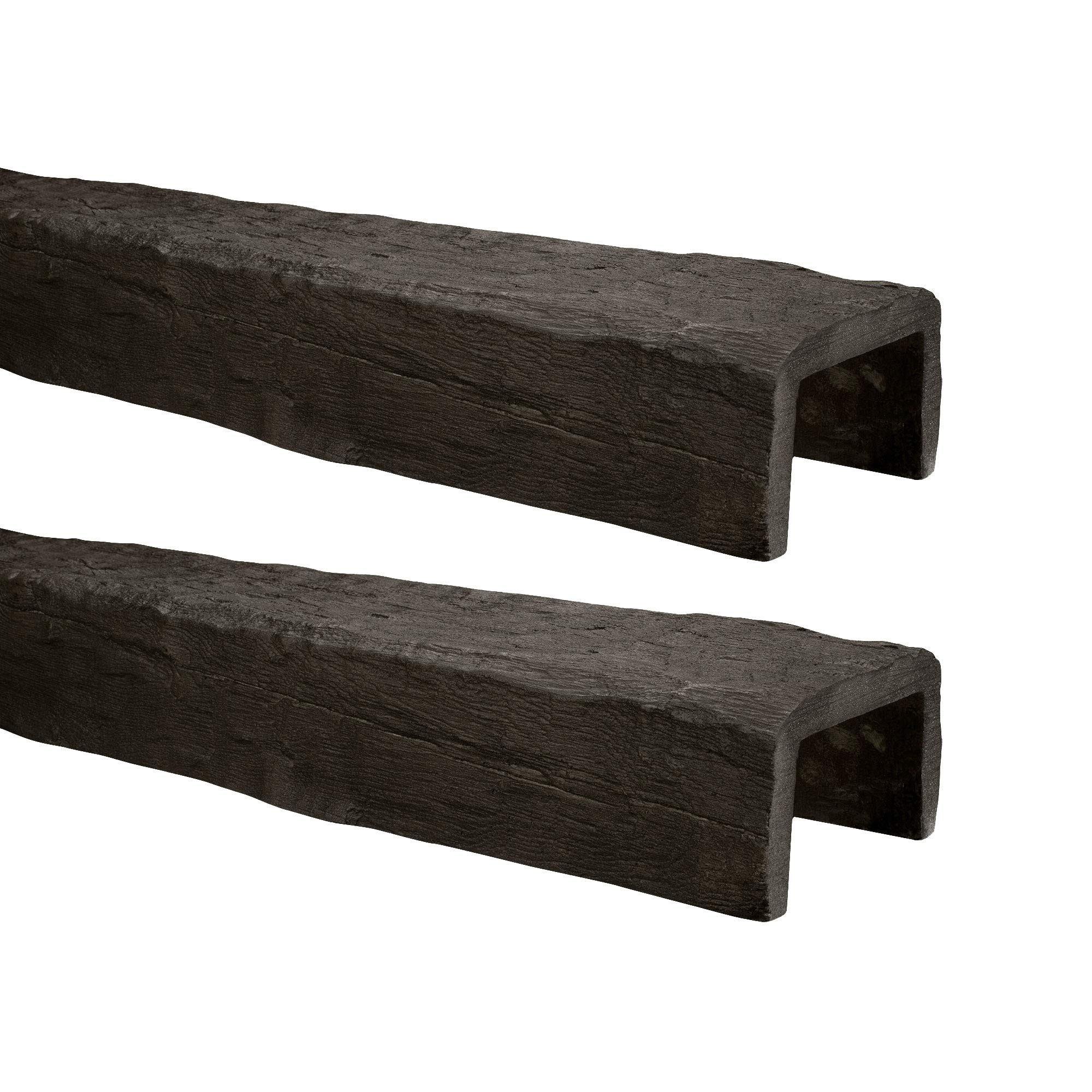 OUTWATER Architectural Products 5-1/8 in. x 8 in. x 12 ft. 9 in. Hand Hewn Walnut Finish Faux Woo... | Amazon (US)