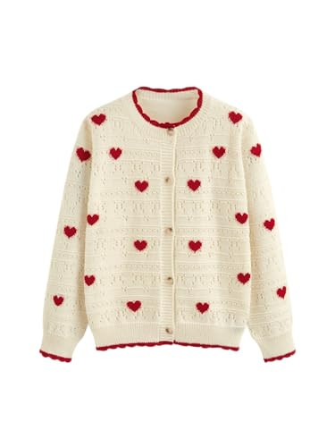 CIDER Cardigan Sweaters for Women Trendy Cute Sweaters Long Sleeve Crew Neck Heart Print Cardigan... | Amazon (US)