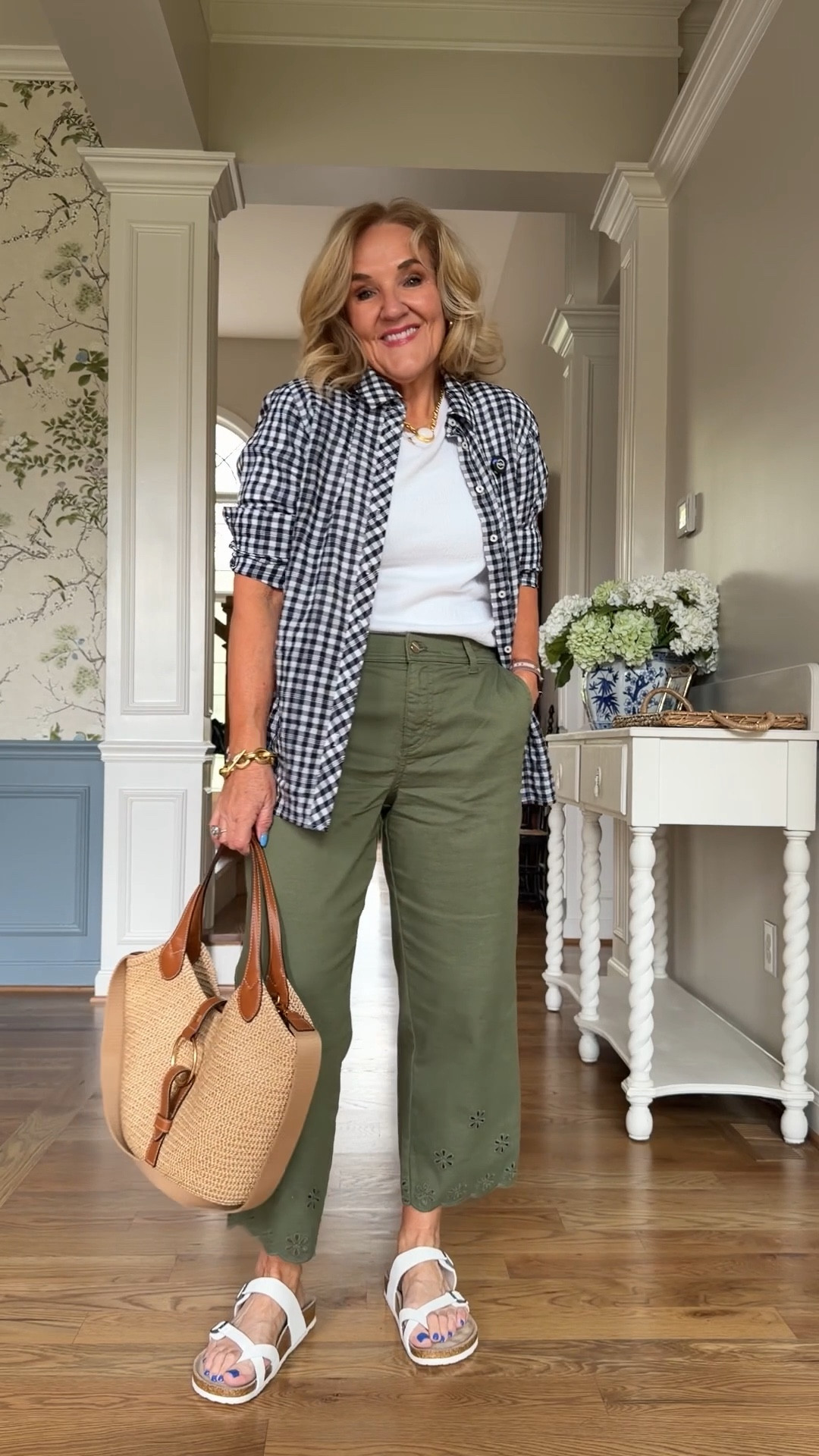 Blouse size medium 
White tee with ruched sides size medium 
Jeans size med petite 
10% off my bag with code NANETTE

#LTKPetite #LTKSaleAlert #LTKOver40