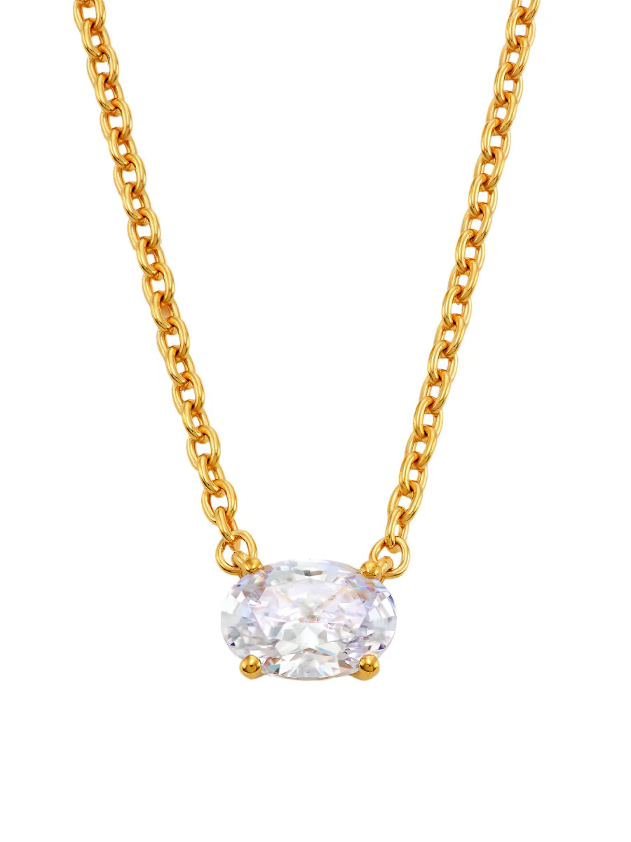 Modern Love 18K-Gold-Plated & Cubic Zirconia Pendant Necklace | Saks Fifth Avenue