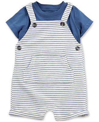 Carter's Baby Boys 2-Pc. Cotton T-Shirt & Striped Shortall Set - Macy's | Macy's